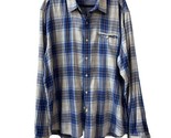 Lucky Brand Mens 2X Classic Fit Blue Plaid Casual Button Up Shirt - $21.56