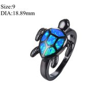 Fashion Jewelry Women Animal Design Band Ring Wedding Blue Fire Opal Sea Turtle( - £7.20 GBP+