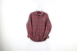 Vtg 80s Ralph Lauren Mens Small Thrashed Spell Out Flannel Button Shirt Plaid - £47.44 GBP
