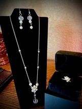 Delicate Pearl and AB Rhinestone Drop Necklace Set - £22.33 GBP