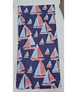 Mainstays Sailboats Beach Towel 28x60&quot; 100% Cotton Navy Blue &amp; Red - £13.19 GBP