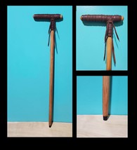 Hickory Walking Cane 1in. dia. With Leather Handle &amp; Rubber Tip - £95.17 GBP