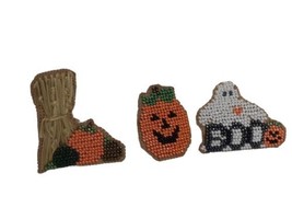 Vintage Mill Hill Completed Beaded Cross Stitch, Fall Halloween Pumpkins &amp; Ghost - £11.66 GBP