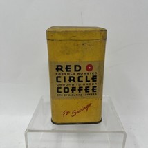 Vintage Red Circle Advertising Coffee Tin Coin Bank Savings Promo Tin - £9.64 GBP