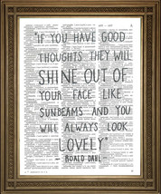 Roald Dahl Citation Imprimé - Twits Joli Sunbeams Citation Sur Dictionary Page - $6.61