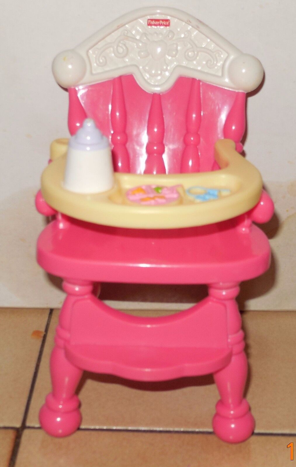 Fisher Price 2006 Mattel Doll House Pink Baby 6" High Chair - $9.55