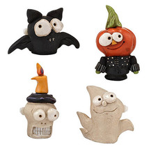 Janell Berryman Pumpkinseeds Halloween Figurine Lapel Pins - Set of 4 - $13.95