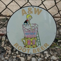 Vintage 1955 A&amp;W Ice Cold Root Beer &#39;&#39;Richie Rich&#39;&#39; Porcelain Gas &amp; Oil Sign - £118.39 GBP