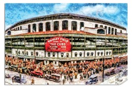 Wrigley Field Chicago Cubs Baseball Stadium Ballpark 1MC1 Oil Painting A... - $24.99+