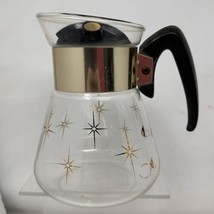 Corning Atomic Starburst VTG Glass Coffee Carafe 4 Cup Pitcher Heat Proof w/Lid - £13.57 GBP