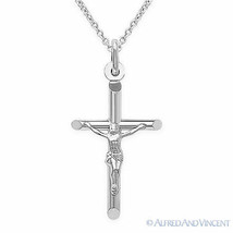 Cross Charm Pendant Christian Crucifix Jesus Necklace Sterling Silver 29mmx17mm - £19.00 GBP