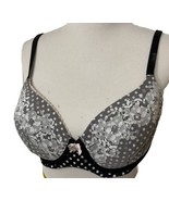 34DD Victoria&#39;s Secret Bra Women&#39;s Demi Black White Lace Polka Dot Bow C... - $18.88
