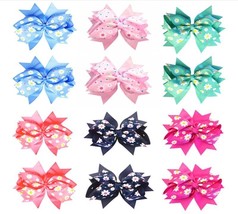 Pack of 12 Girls Sunflower Grosgrain Ribbon Huge Double Layer Big Hair Bows - £7.94 GBP