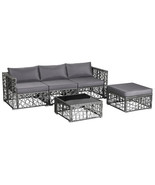 5 Pieces Patio PE Rattan Wicker Sofa Furniture Set-Gray - Color: Gray - $12,391.43 MXN
