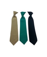 Multi Color Boys Neck Ties Solid Kids Clip On Ties Lot Of 3 Linen Tan Te... - $2.85