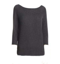 THREE DOTS Womens Reversible Boat Neck Top Size Large Color Carcoal/Granite - £59.95 GBP