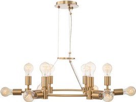 Chandelier KALCO UNION Industrial 12-Light Winter Brass Dry Rating Dimmable - £2,341.31 GBP