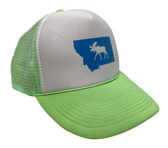 Montana Moose Hat Cap Snap Back Green Mesh Trucker State Shape Logo One Size - £12.61 GBP