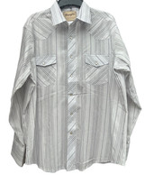 Men’s XL Wrangler Long Sleeve Pearl Snap Grey White Metallic Striped Shirt - £11.94 GBP