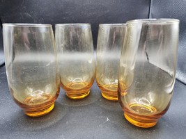 Libbey Honey Gold Amber Tempo Iced Tea Glass Set Of 4 - Vintage 1960s - ... - $31.65