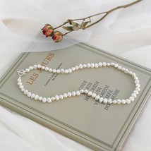 ASHIQI Natural Freshwater Pearl OT Clasp Necklace 925 Sterling Silver jewelry fo - £21.47 GBP