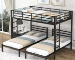 Full Over Twin&amp;Twin Size With Built-In Shelf And 2 Ladders, 3 In 1 Metal... - $640.99