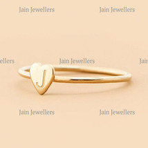 18 Kt, 22 Kt Real Solid Yellow Gold Initial Letter J Heart Ring7 8 9 10 11 12 13 - £438.82 GBP+