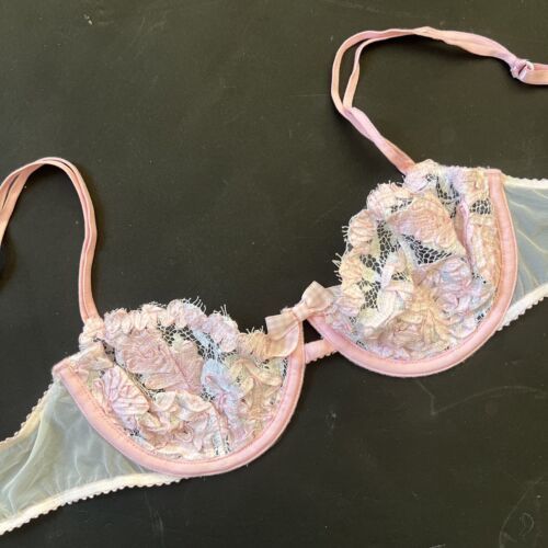 Victoria&#39;s Secret Designer Collection 34C BRA Pink WHITE Plaid Ribbon AP... - $39.59