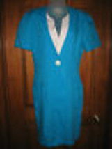 Vintage Sheri Martin Blue &amp; White Button Front Dress - Size 10 - £15.22 GBP