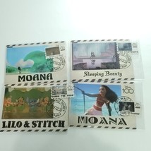 Lilo Stitch Moana Sleeping Beauty 4 Card Disney 100 Carnival Postcard Stamp Vary - £18.18 GBP