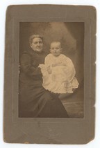 Antique c1890s Small Cabinet Card Beautiful Child Held By Adoring Grandmother - £7.57 GBP