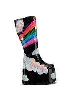 The latest Rainbow Heels Women Boots High Platform Mid Boots For Women Sexy Lace - £149.18 GBP