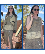Vintage 80s Surya 3-Piece Ensemble Costume Jupe Veste Haut Femmes Petit ... - $62.36