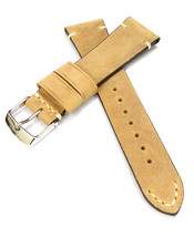 19mm 20mm 22mm Light Brown Genuine Leather Watch Band Strap With Silver Buckle - £15.95 GBP