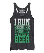 $25 Chin Up Apparel Black Heather &#39;I Really Like Beer&#39; Clover Racerback Tank XL - £9.93 GBP