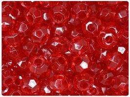 BeadTin Dark Ruby Transparent 10mm Squatty Bicone Plastic Craft Beads (3... - $2.39