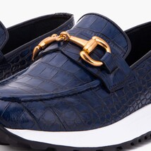 The Milan Navy Croc-Embossed Leather Women Sneaker image 3