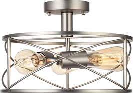 Capslpad Industrial Semi-Flush Mount Ceiling Light Vintage Close, Brushed Nickel - $94.99