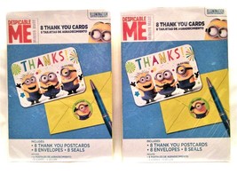 2 Packs Minions Despicable Me 16 Thank You Note Cards With Envelopes Seals  - £7.85 GBP