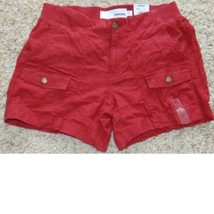 Womens Shorts Sonoma Red Linen Blend Relaxed Cargo 1/2 Elastic Waist Cas... - £14.03 GBP