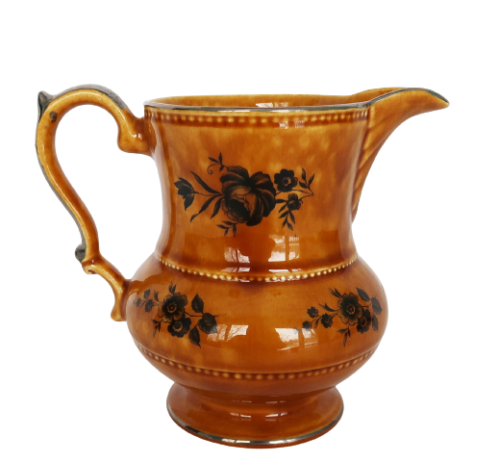 Vtg Elijah Cotton Lord Nelson Ware England Brown Glaze floral Pitcher - $24.99
