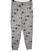 KIKIT Gray Coffee Cup Mug Print Jogger Style Pajama Lounge Pants Size M - £15.68 GBP
