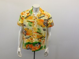 Bajan Tropical All Over Print Button Up Shirt Men&#39;s Medium Graphic Short... - $120.50 MXN
