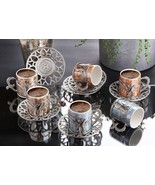 Porcelain Turkish Coffee Cups Espresso Cups and Saucers Demit [SET OF 6] - $102.46 CAD