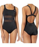 Nike Women&#39;s Solid Mesh V-Back One-Piece Swimsuit NESS9365 Women&#39;s Size L - £35.28 GBP