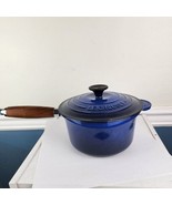 Le Creuset Wood Handle Blue Saucepan W Lid #18 Enamel Cast Iron Booklet - $64.35