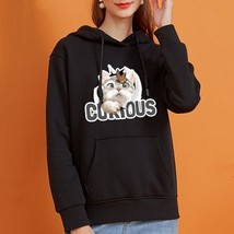 Harajuku Hoodie High Street Trend Cat Head Printed Hoodie Womens Dark Loose Retr - £57.40 GBP