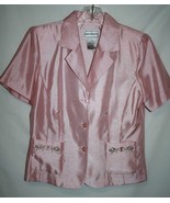 Karin Stevens Misses 8 Career Jacket Blazer Suit Coat Pink Shantung Bead... - $196.14 MXN