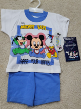 Vintage Disney Babies Size 18 Months Baby Mickey Says 2 Piece Rare Blue - $32.50