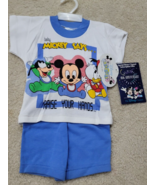 Vintage Disney Babies Size 18 Months Baby Mickey Says 2 Piece Rare Blue - £25.38 GBP
